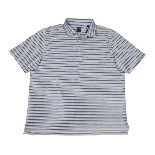F/X Fusion Printed Performance Polo in Blue/Tan Stripe