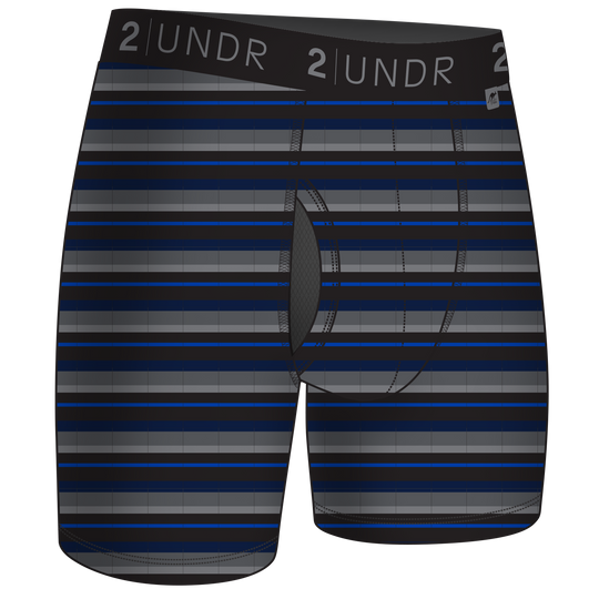 2 UNDR Swing Shift 6" Boxer Brief in Blue Stripe