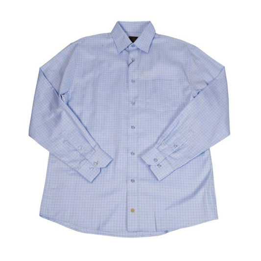 F/X Fusion Cotton Sportshirt in Blue/Steel Textured Check
