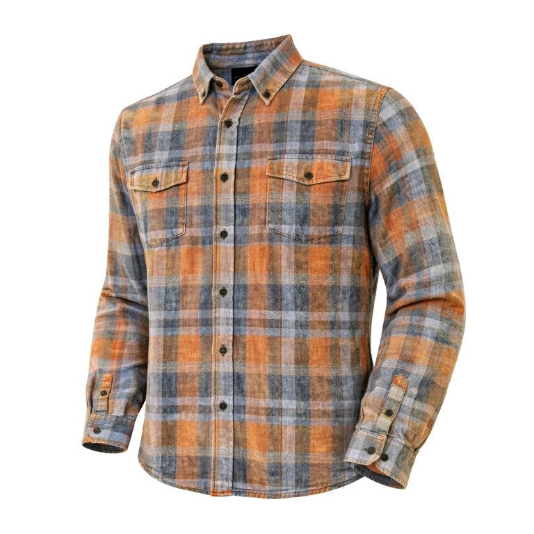 F/X Fusion Cotton Brushed Plaid Sportshirt in Sienna/Indigo