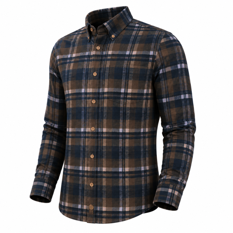 F/X Fusion Performance Multi Plaid Sportshirt in Deep Lake/Gold