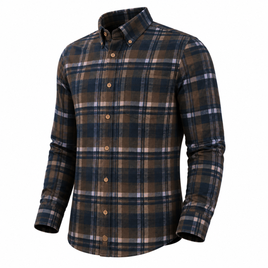 F/X Fusion Performance Multi Plaid Sportshirt in Deep Lake/Gold