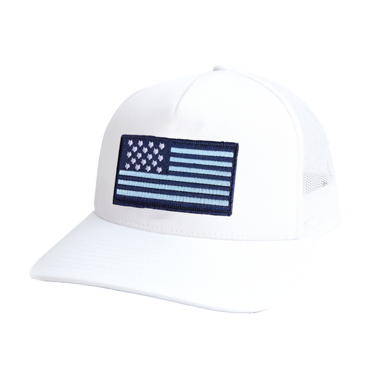 Greyson Wolf Flag Trucker Hat in Arctic