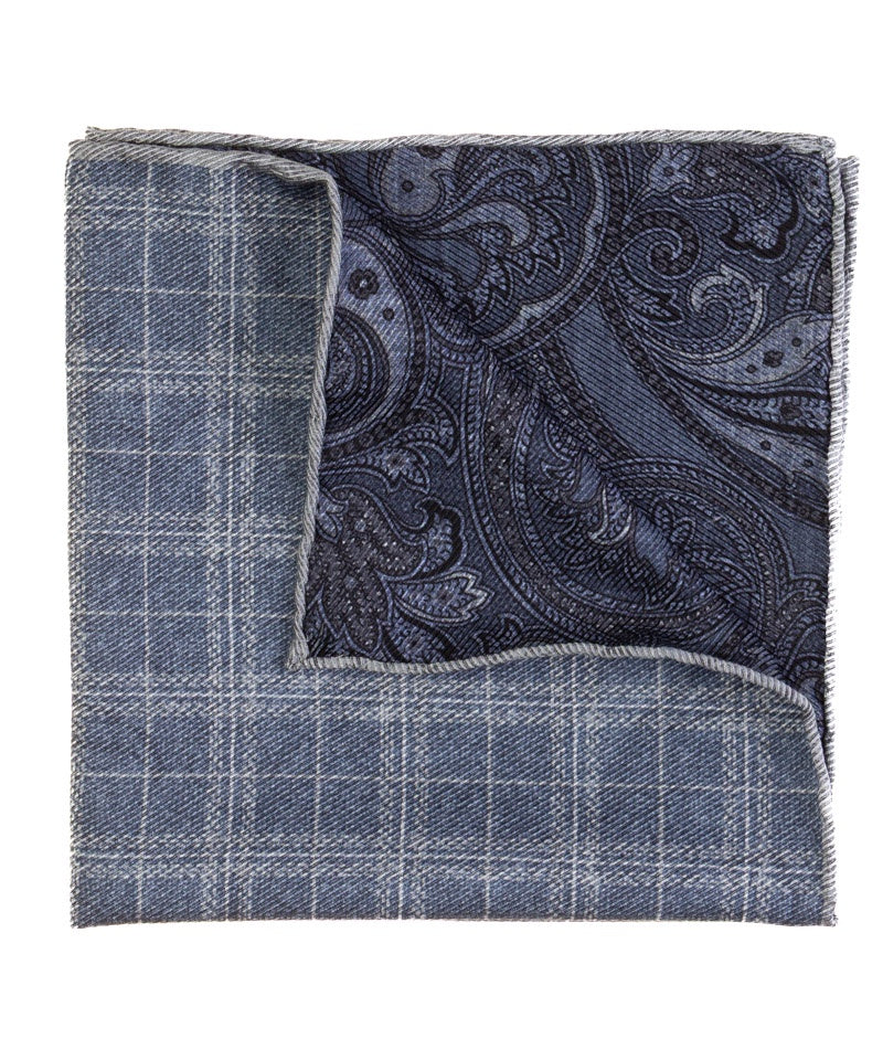 Geoff Nicholson Silk Pocket Square in Dark Blue