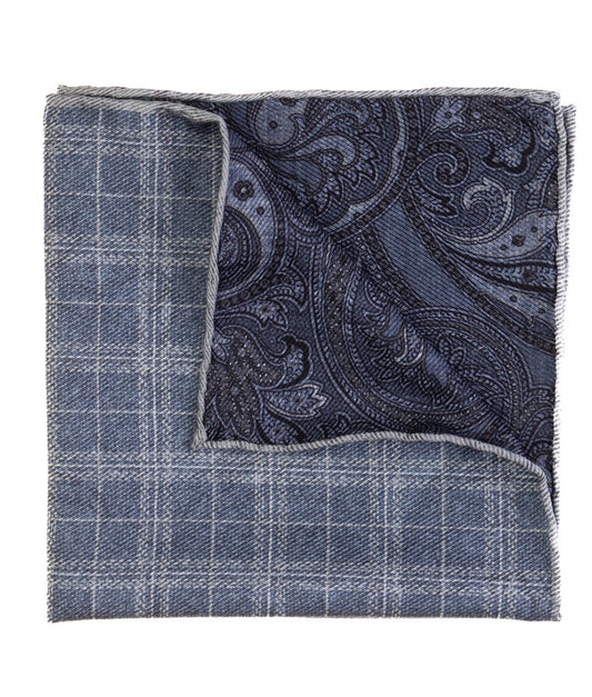 Geoff Nicholson Silk Pocket Square in Dark Blue
