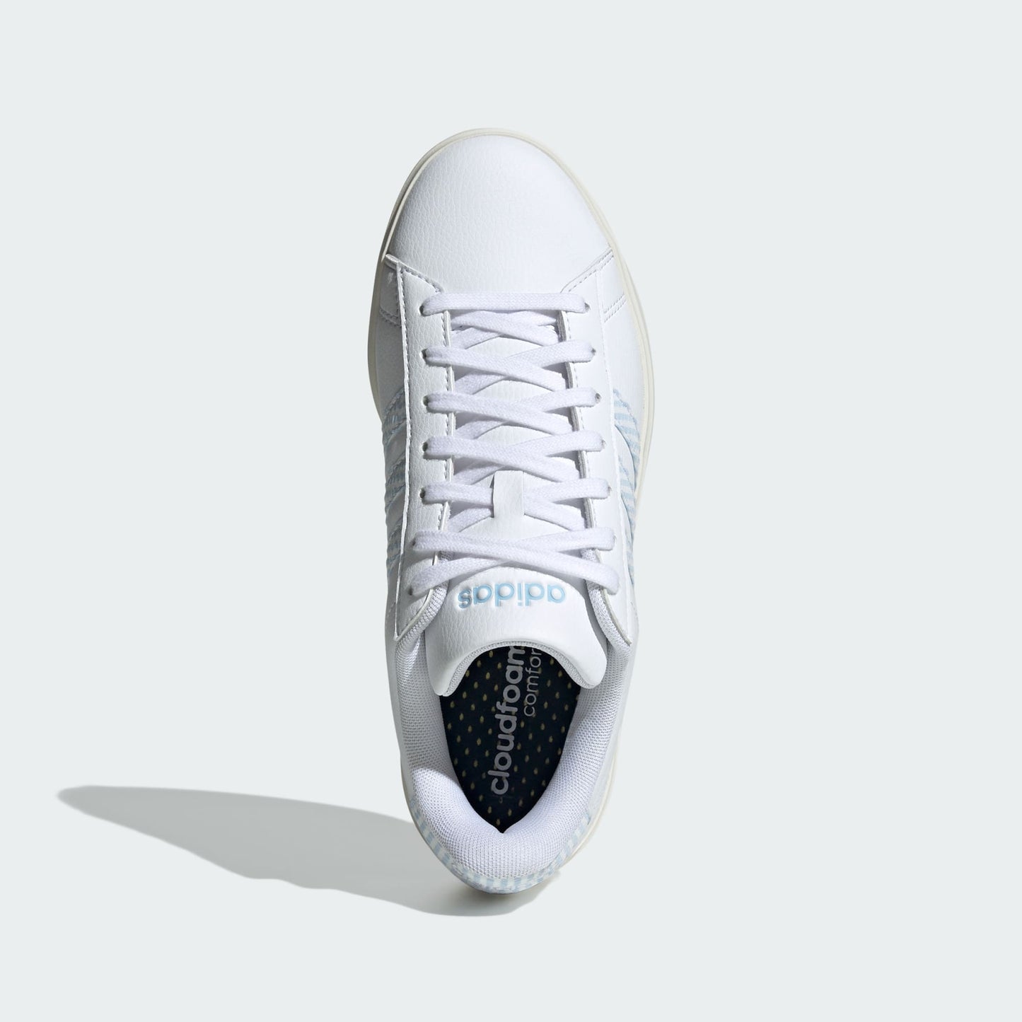 Womens Adidas Grand Court 2.0 Shoe in White/Glow Blue