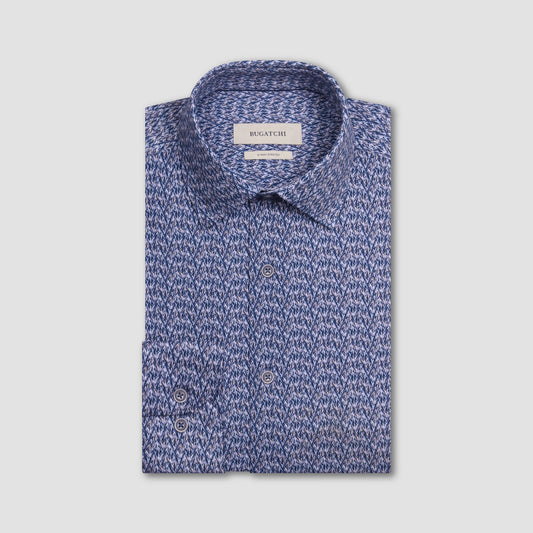 Bugatchi James Abstract Print OoohCotton Sport Shirt in Cobalt
