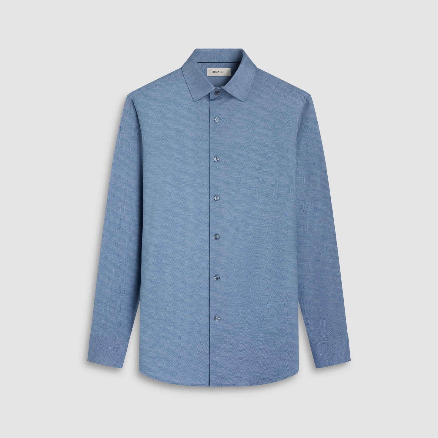 Bugatchi James Herringbone Print OoohCotton Sport Shirt in Cobalt