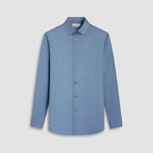 Bugatchi James Herringbone Print OoohCotton Sport Shirt in Cobalt