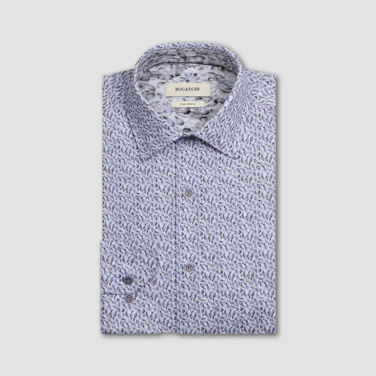 Bugatchi Jimmy Double Sided Leaf OoohCotton Sport Shirt in Platinum