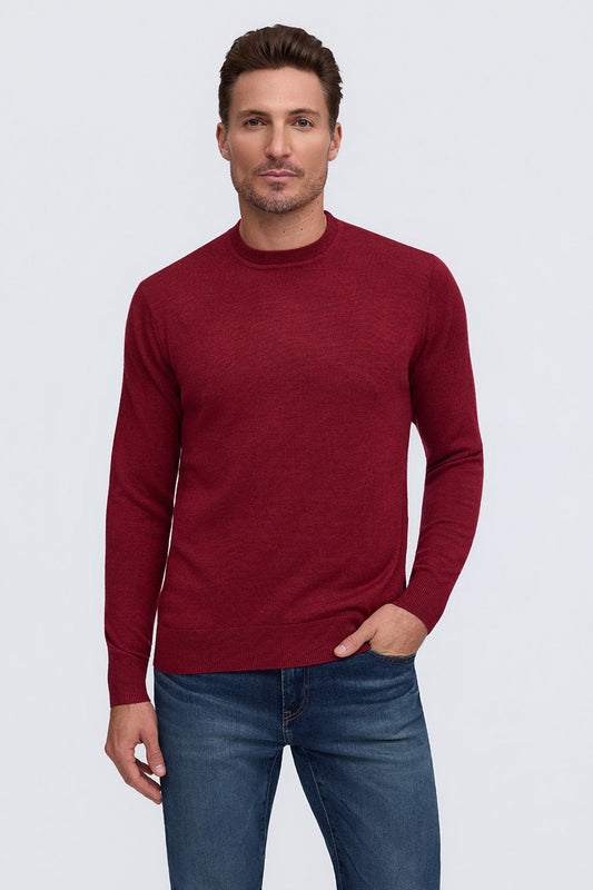 Raffi Alfie Merino Wool Crewneck Sweater in Sienna