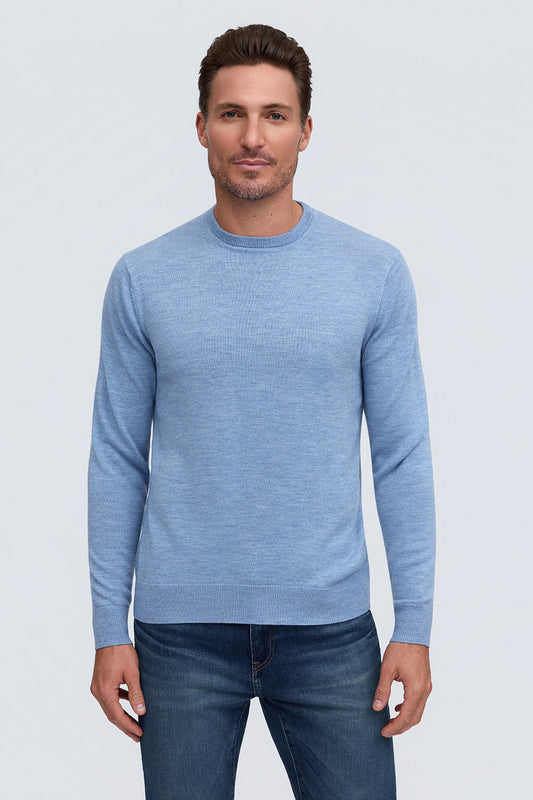 Raffi Alfie Merino Wool Crewneck Sweater in Water