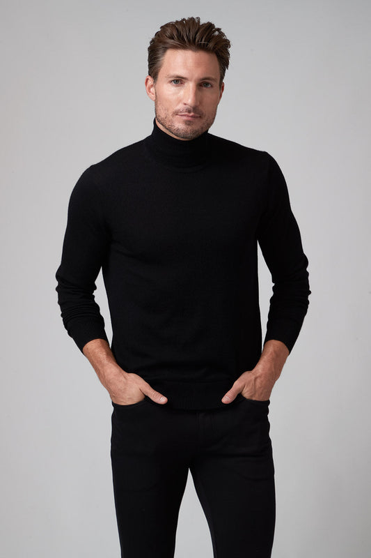 Raffi Percy Merino Wool Turtleneck Sweater in Black