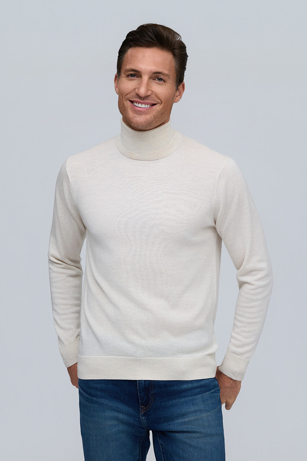Raffi Percy Merino Wool Turtleneck Sweater in Ivory