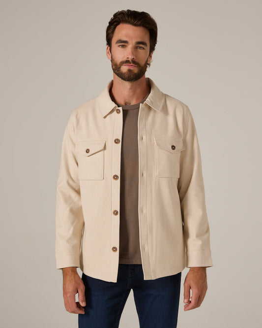 7 Diamonds Craftsman Twill Shacket in Beige
