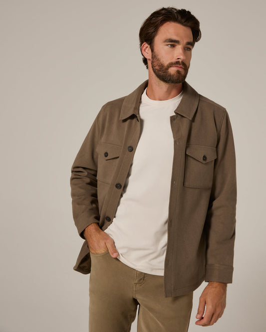 7 Diamonds Craftsman Twill Shacket in Khaki