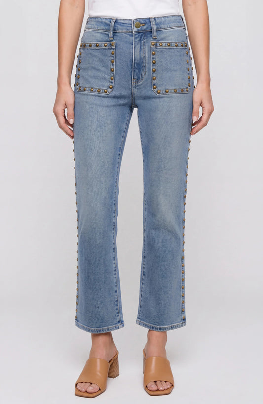 Womens Liverpool Hannah Crop Flare Jean in Bronzed Blue