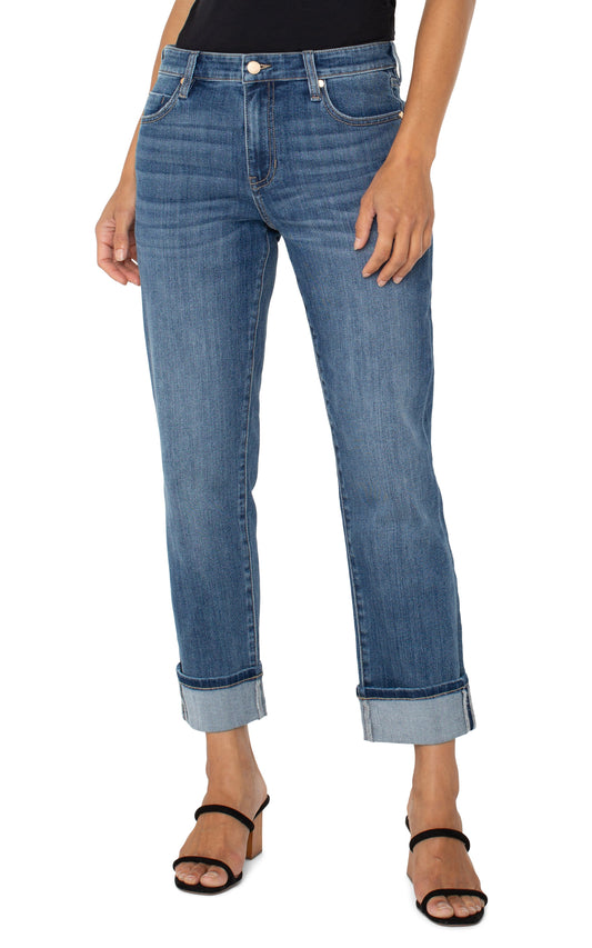 Womens Liverpool Marley Girlfriend Cuffed Jean in Grasslands