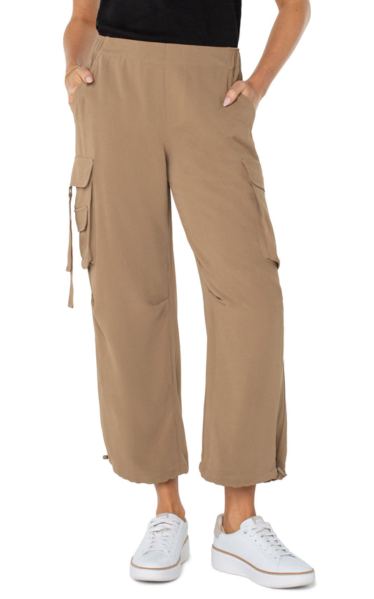 Womens Liverpool Pull-On Parachute Cargo Pants in Palo Santo