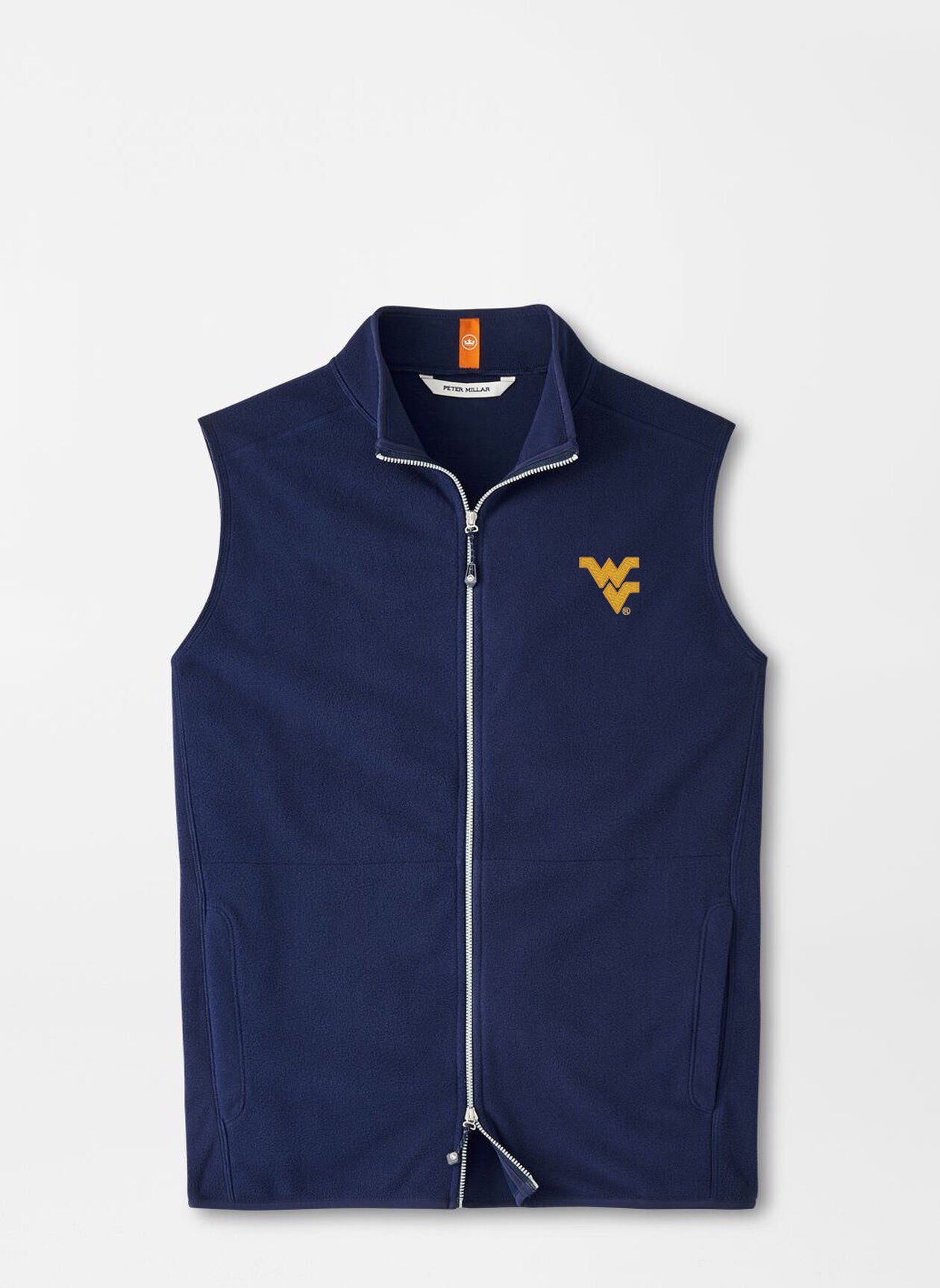 WVU Peter Millar Thermal Flow Fleece Vest in Navy