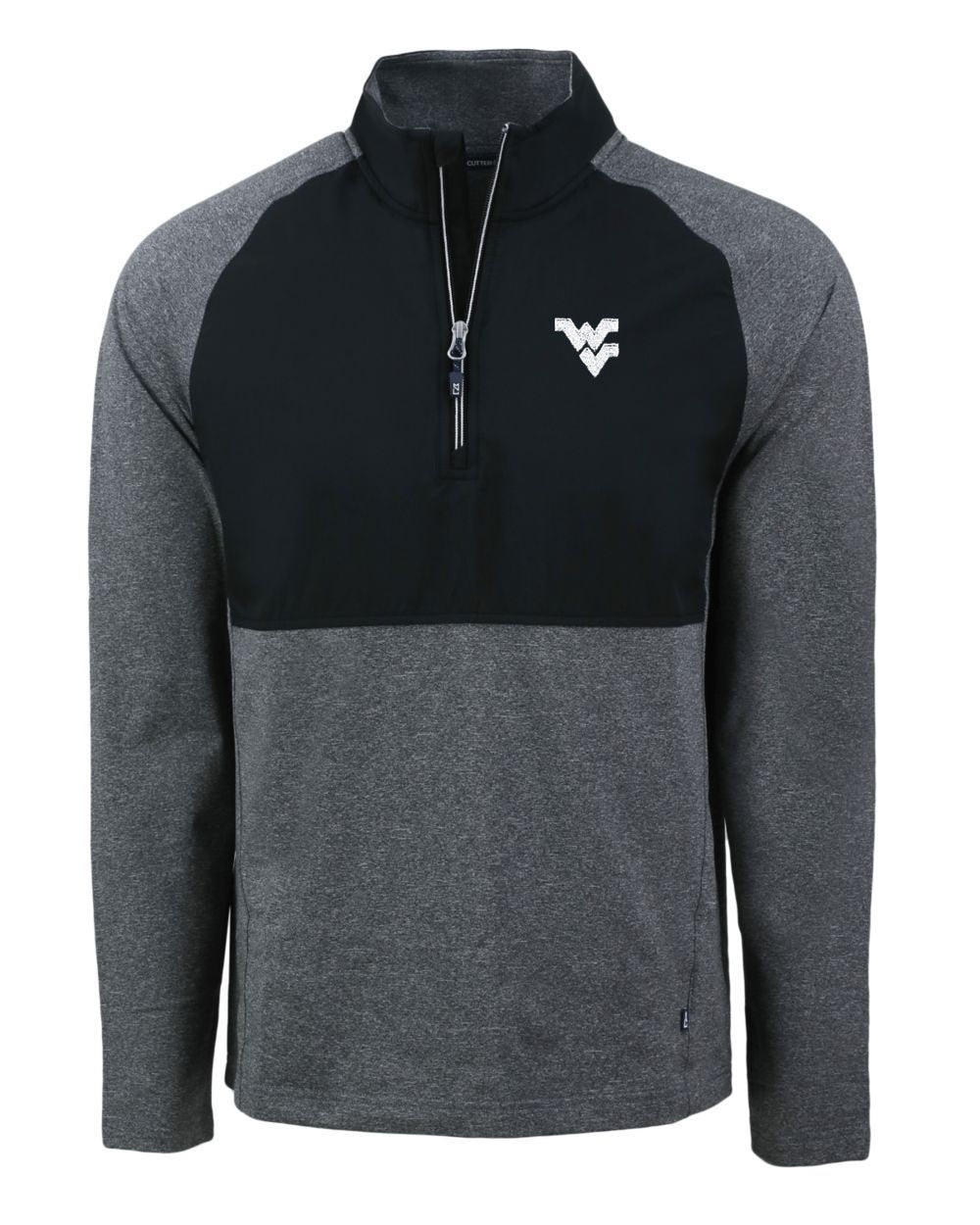 WVU Cutter & Buck Adapt Eco Knit Hybrid Recycled Mens Quarter Zip