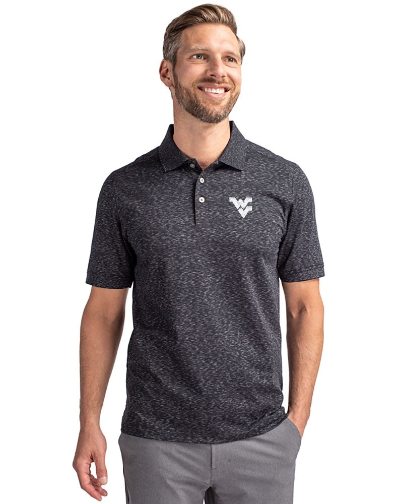 WVU Cutter & Buck Advantage Tri-Blend Space Dye Mens Polo