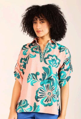 Womens Maude Vivante Giselle Top in Emerald Blush
