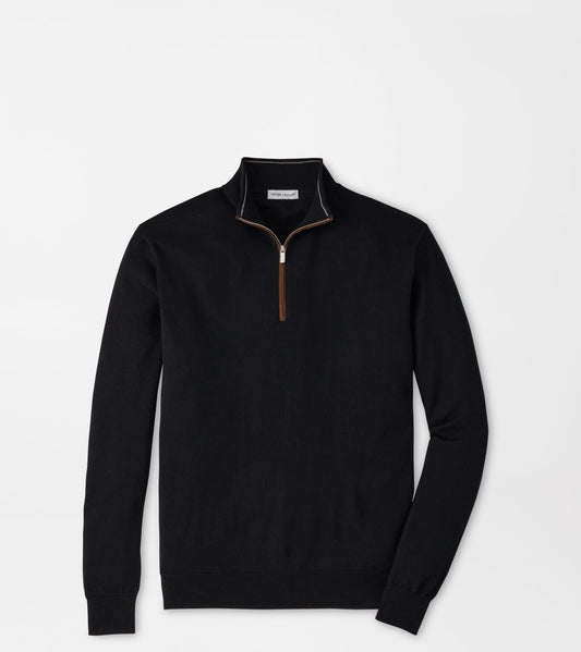 Peter Millar Autumn Crest Suede Trim Quarter-Zip in Black