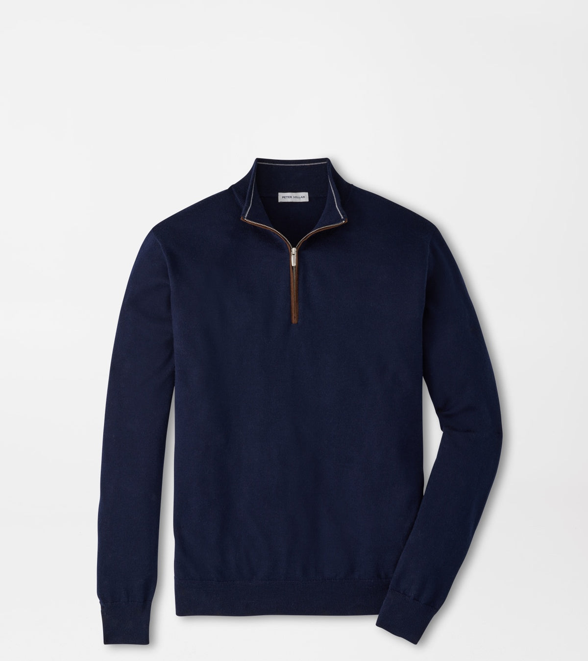 Peter Millar Autumn Crest Suede Trim Quarter-Zip in Navy