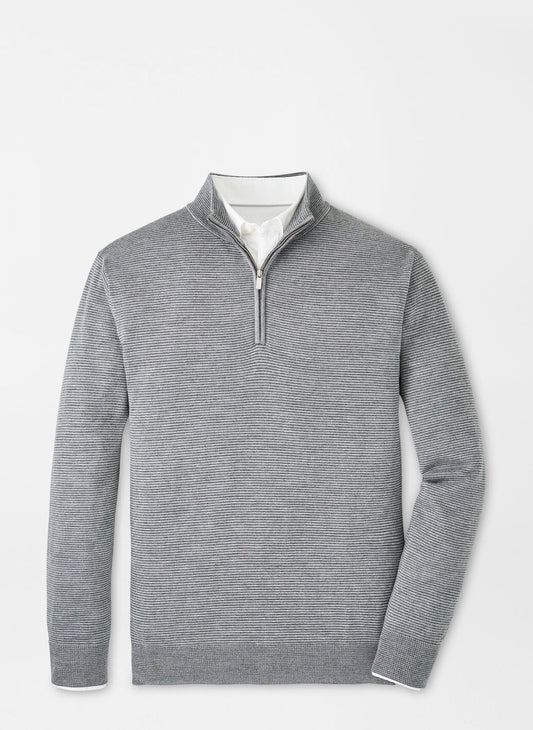 Peter Millar Canton Stripe Quarter-Zip Sweater in Iron