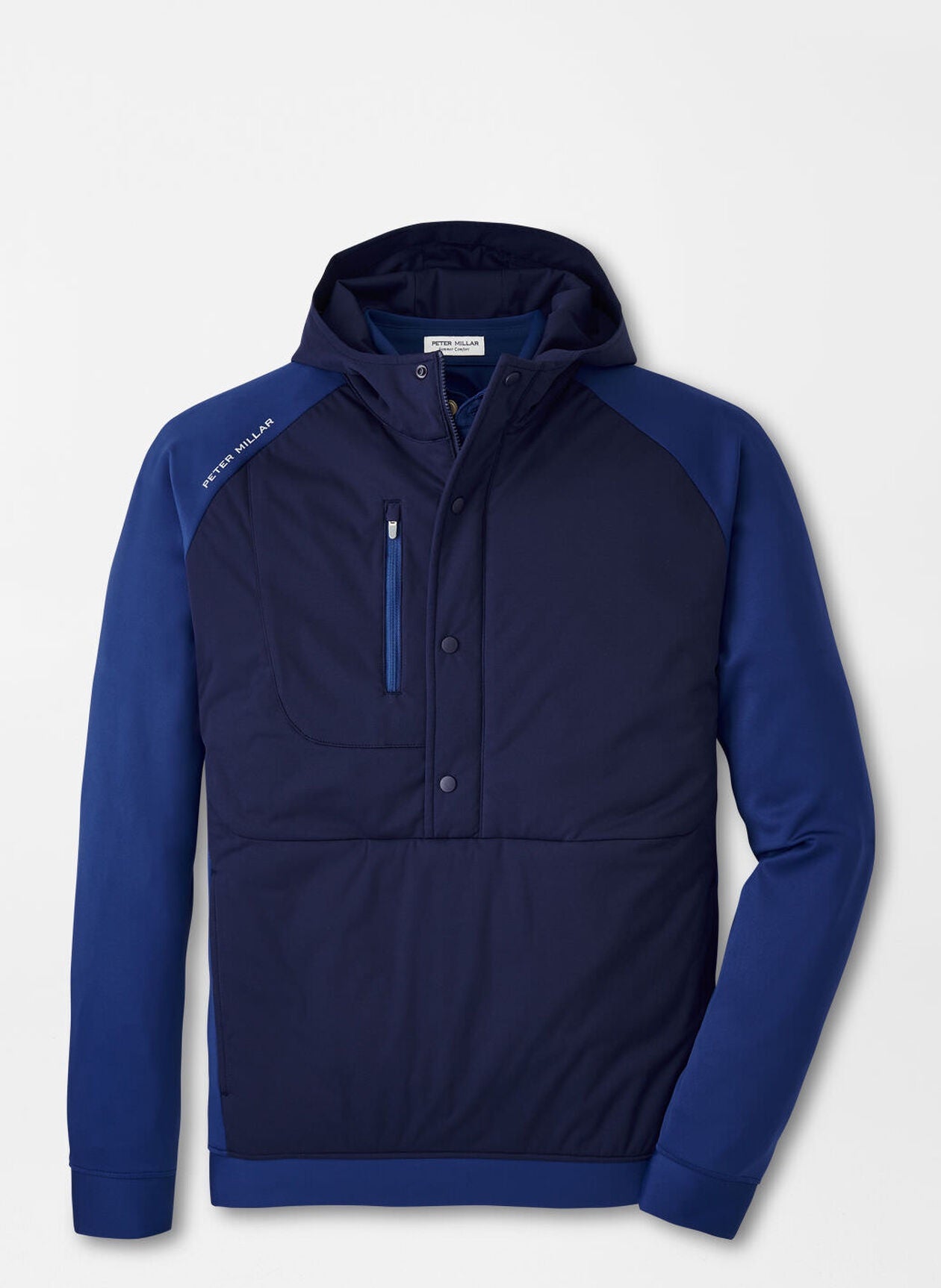 Peter Millar Weld Half-Snap Hoodie in Sport Navy