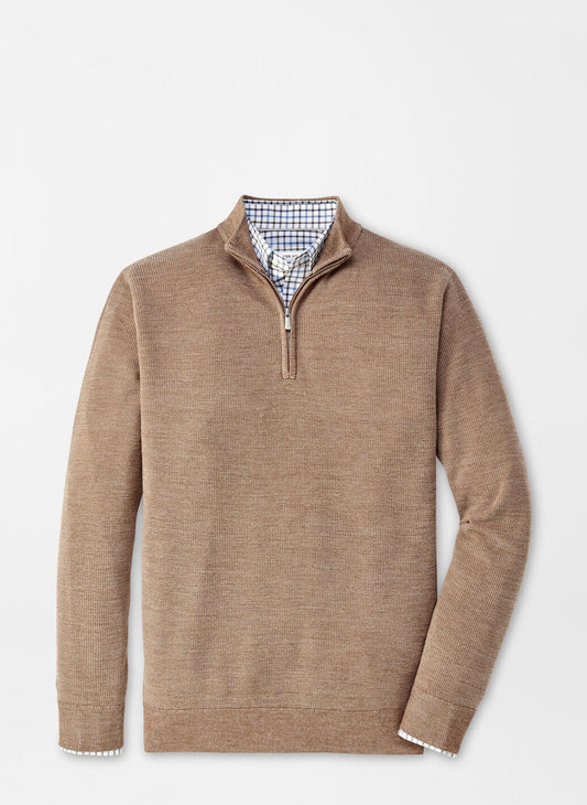 Peter Millar Breaker Birdseye Quarter-Zip Sweater in Irish Cream