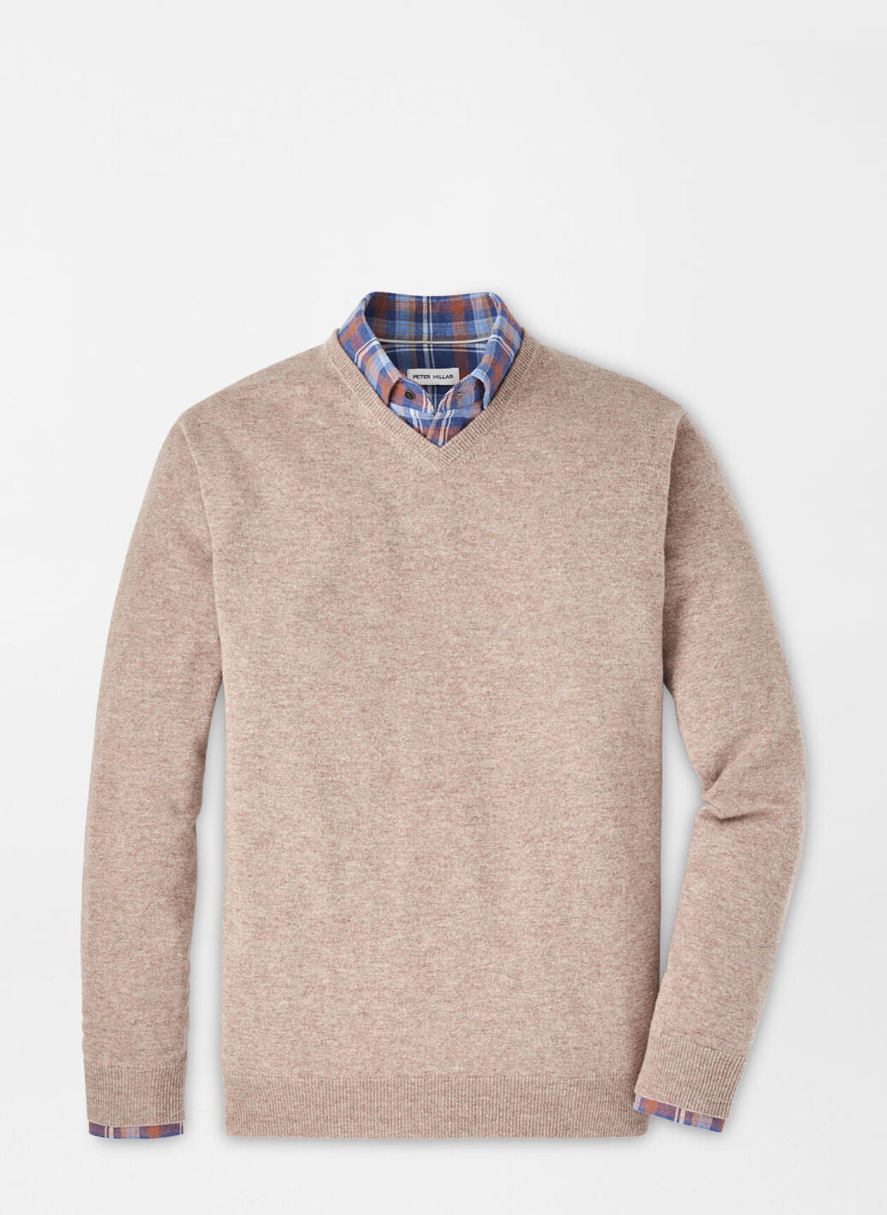 Peter Millar Crown Heritage Cashmere V-Neck Sweater in Dark Sand