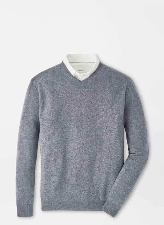 Peter Millar Crown Heritage Cashmere V-Neck Sweater in Oslo Grey