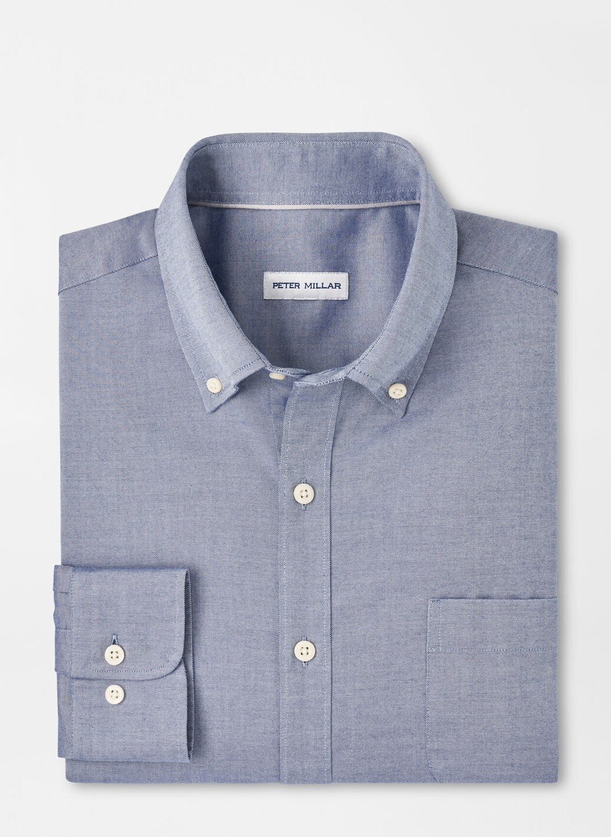 Peter Millar Campbell Crown Pinpoint Cotton-Stretch Sport Shirt in Sport Navy