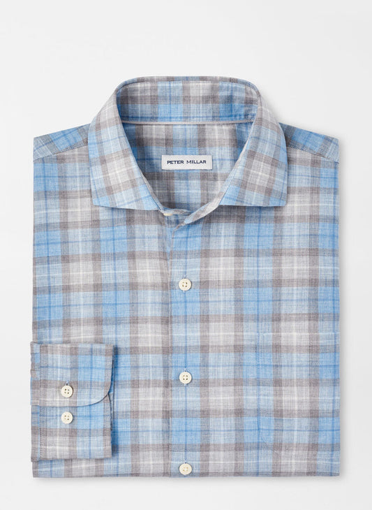 Peter Millar Langley Summer Soft Cotton Sport Shirt in British Grey