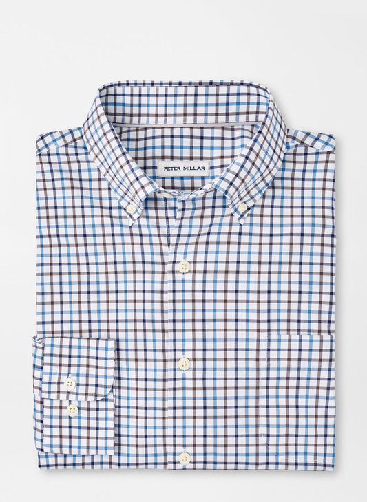 Peter Millar Calgary Crown Lite Cotton-Stretch Sport Shirt in Regatta Blue