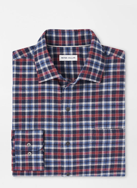 Peter Millar Gander Cotton Sport Shirt in Navy