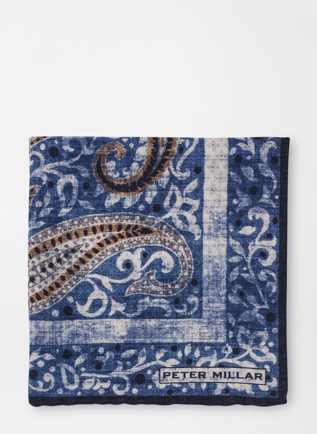 Peter Millar Delacour Paisley Pocket Square in Brook Blue