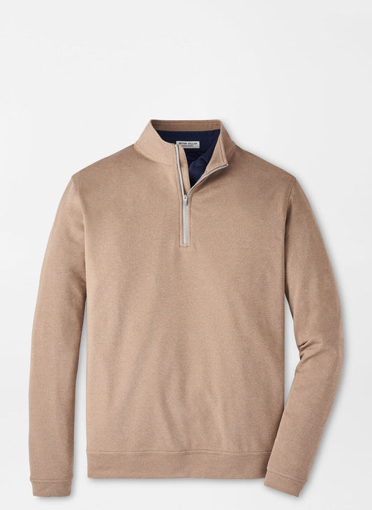 Peter Millar Perth Melange Performance Quarter-Zip in Poplar Brown