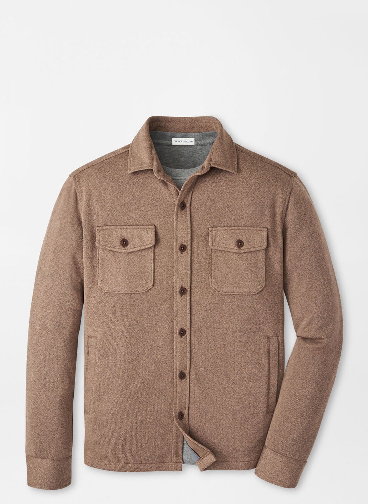 Peter Millar Crown Sweater Fleece Shirt Jacket in Poplar Brown