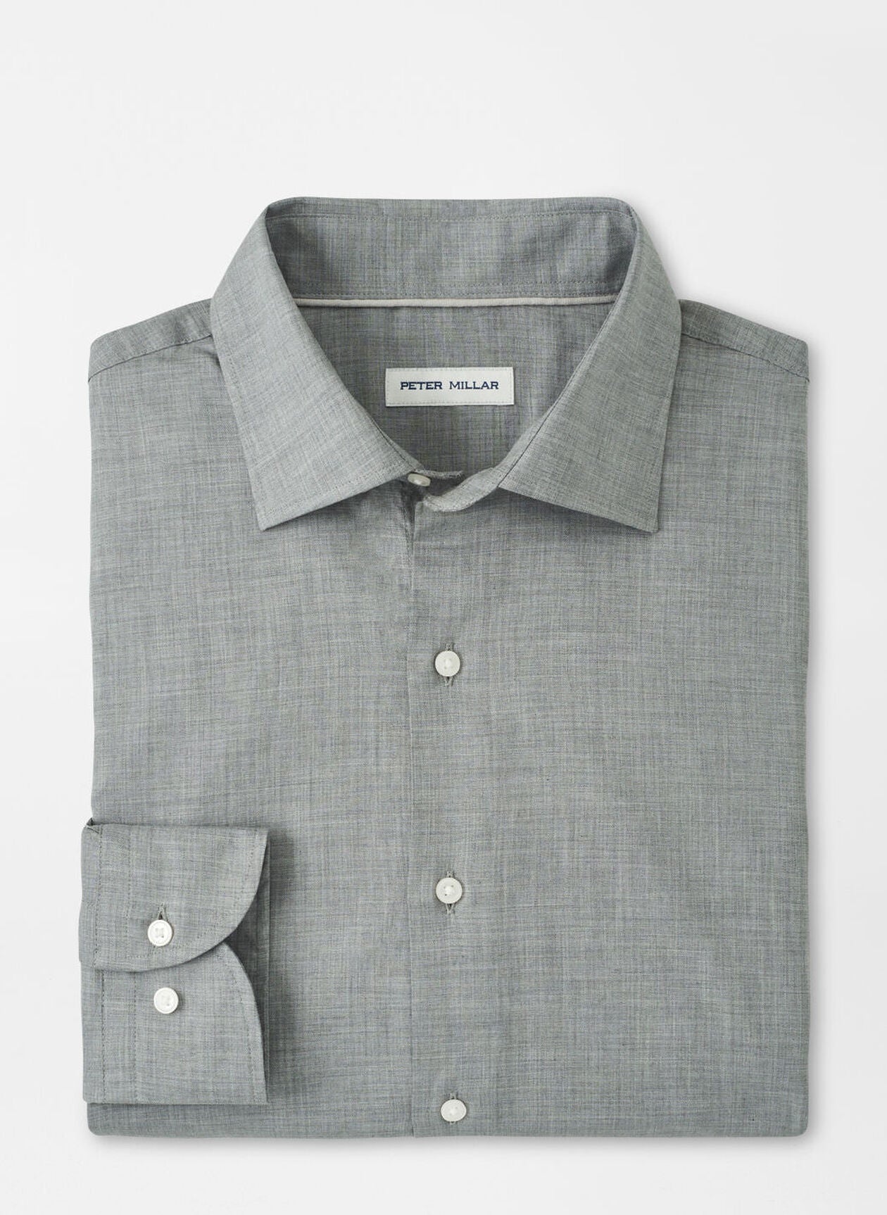 Peter Millar Highlands Soft Twill Cotton Sport Shirt in Gale Grey