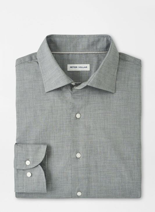 Peter Millar Highlands Soft Twill Cotton Sport Shirt in Gale Grey