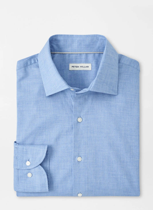 Peter Millar Highlands Soft Twill Cotton Sport Shirt in Ruddy Blue