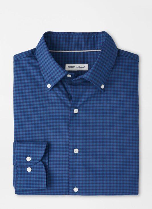 Peter Millar Conway Crown Lite Cotton-Stretch Sport Shirt in Blue Haze