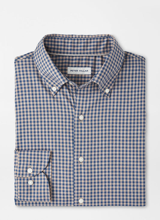 Peter Millar Conway Crown Lite Cotton-Stretch Sport Shirt in Poplar Brown