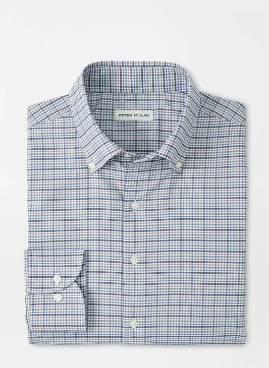 Peter Millar Leavenworth Performance Twill Sport Shirt in Blue Haze
