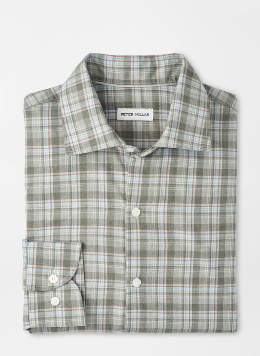 Peter Millar Whitecap Performance Flannel Sport Shirt in Basil