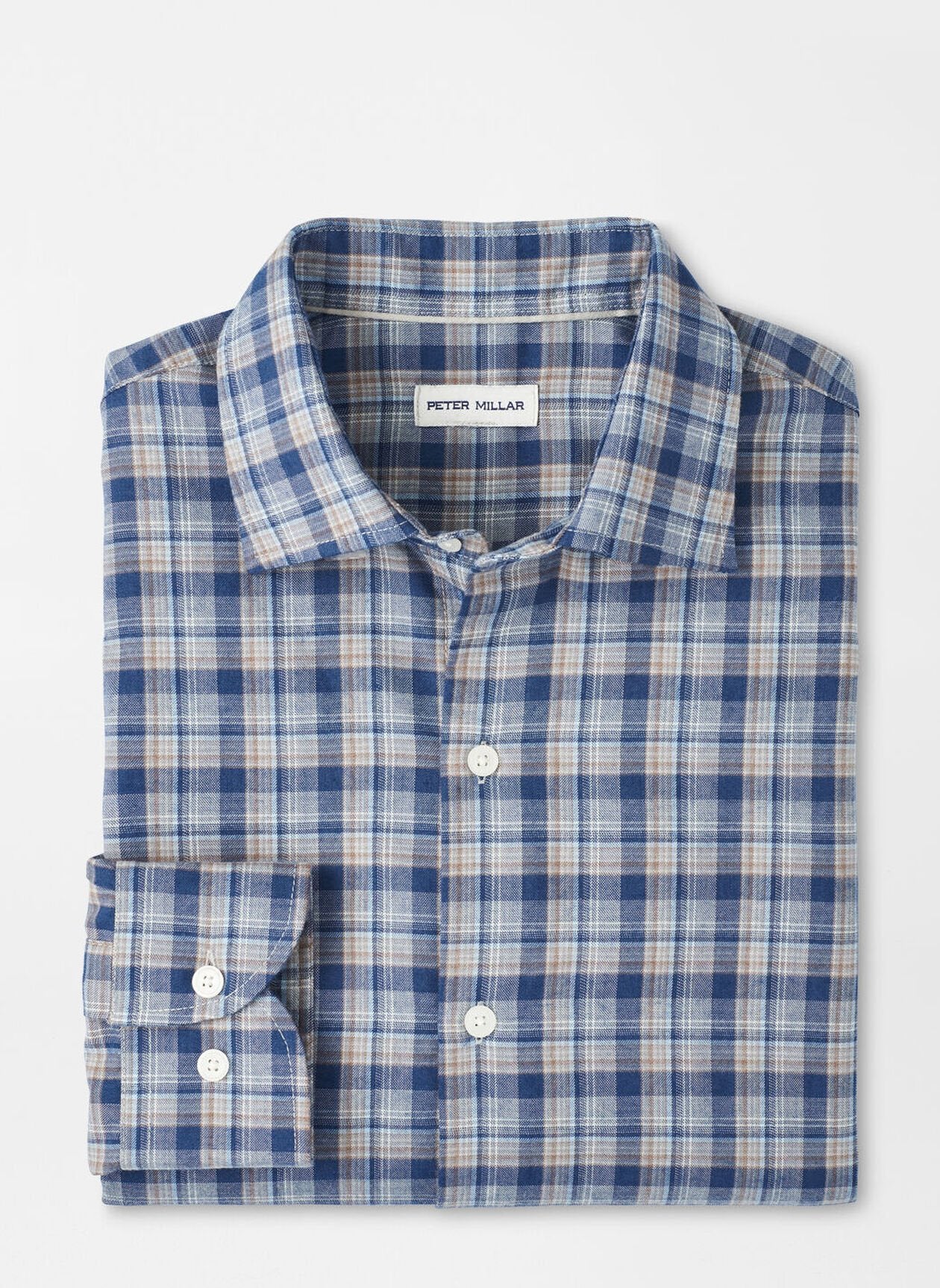 Peter Millar Whitecap Performance Flannel Sport Shirt in Blue Haze