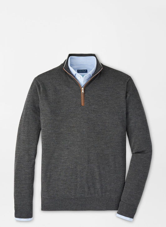 Peter Millar Excursionist Flex Quarter-Zip Sweater in Charcoal